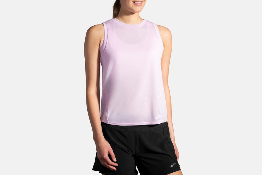 Womens Brooks Distance Tank Tops Heather Orchid Haze | 514930-LGF